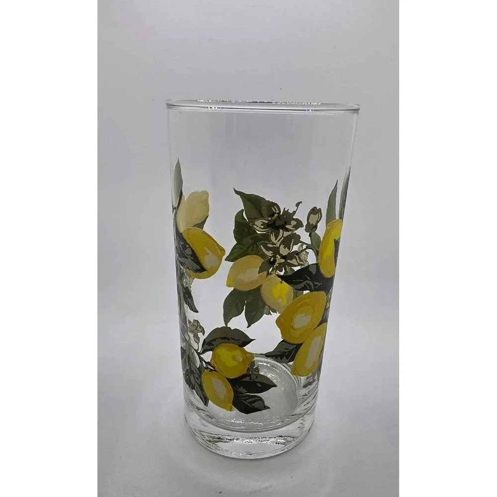 Vintage Crisa Royal Norfolk Lemons Drinking Glasses  16 oz Tumblers Set of 4